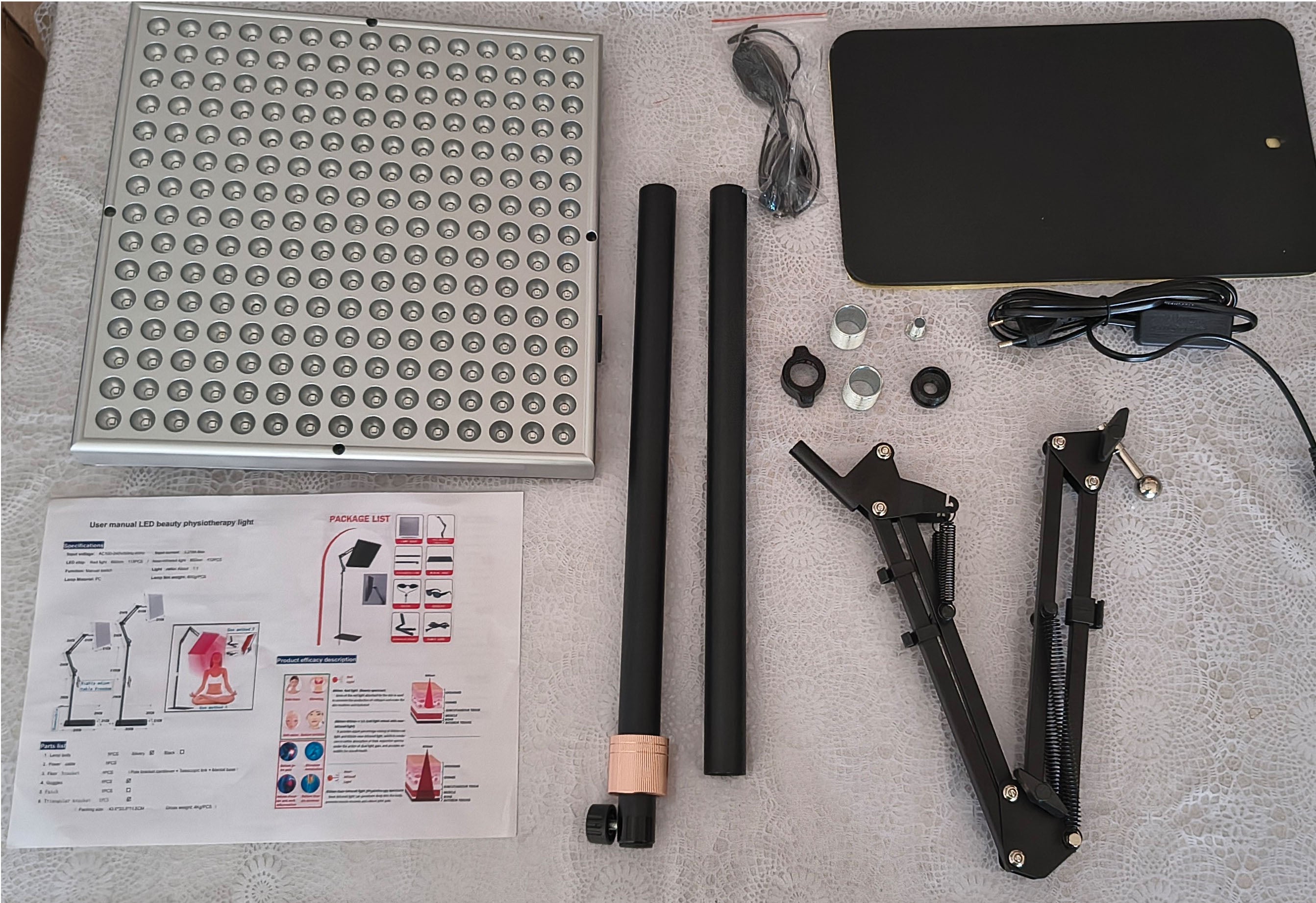 Thérapie par lumière rouge pour le corps et le visage, lampe de luminothérapie infrarouge tout-en-un LED grand panneau, support réglable - 9