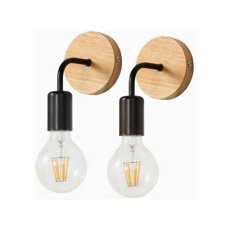 2 Pièces Applique Murale Intérieur Rétro, Rotative 350° E27 Lampe