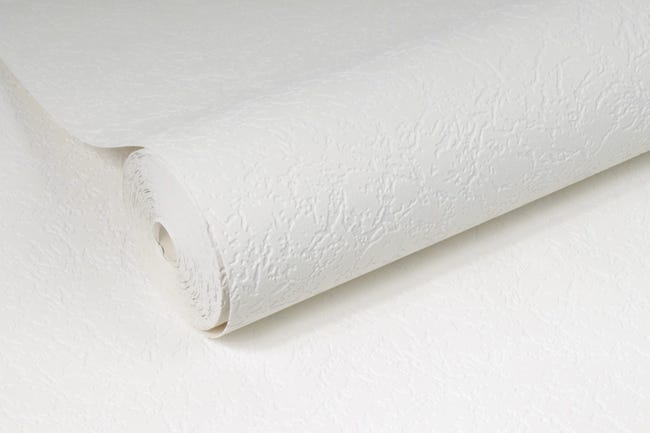 Papel pintado Embossed 1300 x 52 cm blanco | Leroy Merlin
