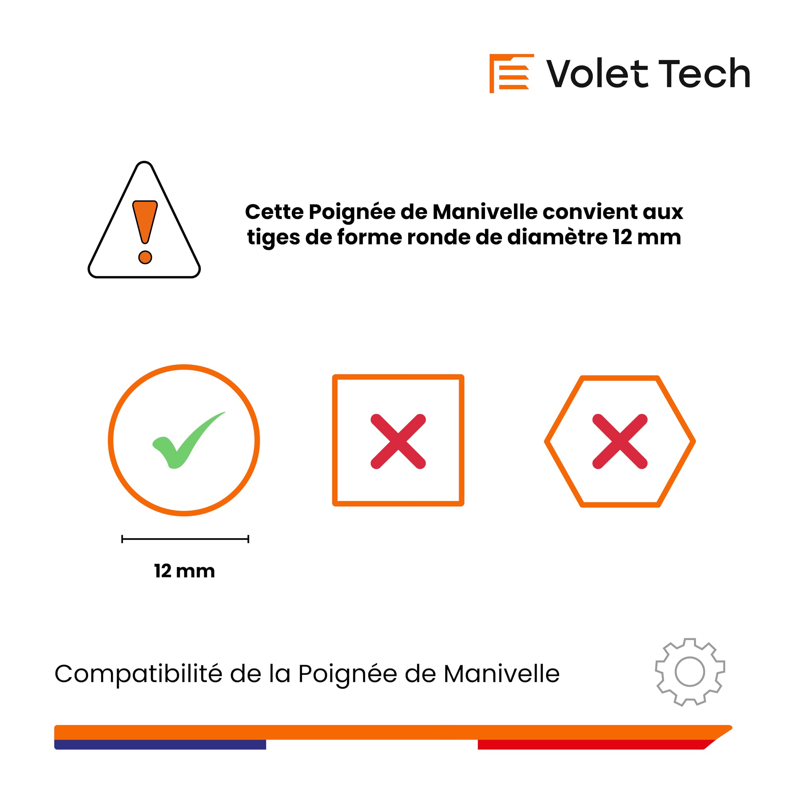 Poignée de Manivelle Blanche de ∅12mm pour Volet Roulant ou Store | Goupille Incluse - 4