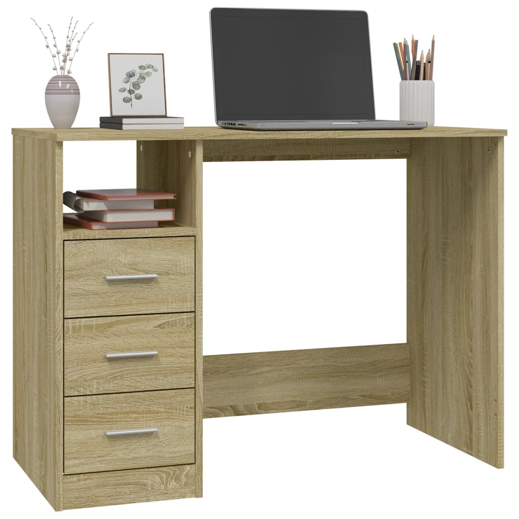 Bureau，Table de travail，Table d'étude avec tiroirs Chêne sonoma 102x50x76 cm Bois d'ingénierie CWV80098 - 4