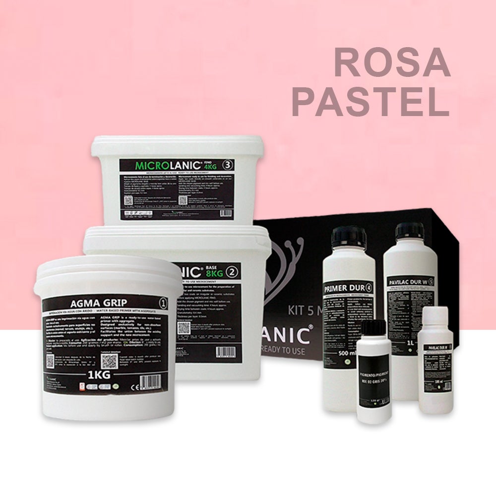 Microlanic kit microcemento 5m² sbc especial baños y cocinas baños, duchas y cocinas rosa pastel