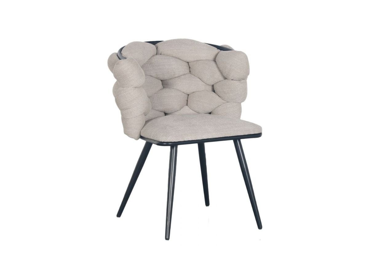 Lot de 2 chaises CHLOE tissu texturé et pieds métal noir BOBOCHIC Beige ...