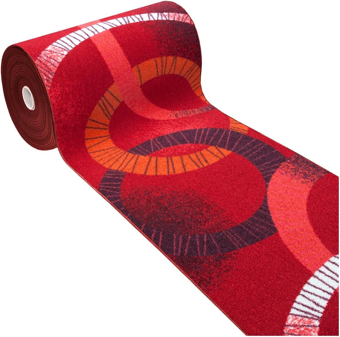 Alfombra de cocina 57x280 cm corredor antideslizante bordeada camino entrada diseño abstracto rojo