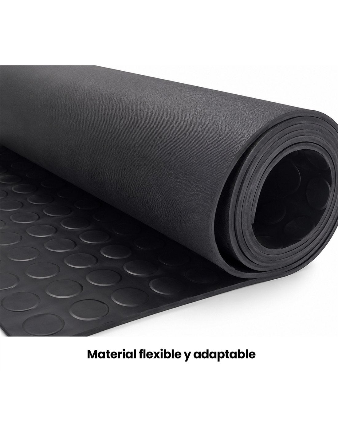 Suelo de goma antideslizante SBR 3mm en rollo, 1,50 m ancho, acabado círculos, para garaje, gym, furgoneta y bares (metro lineal) - 3