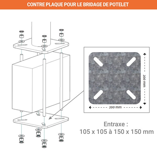 Potelet d'ancrage carré - Acier galvanisé - Sans fixation - 100910 - 5