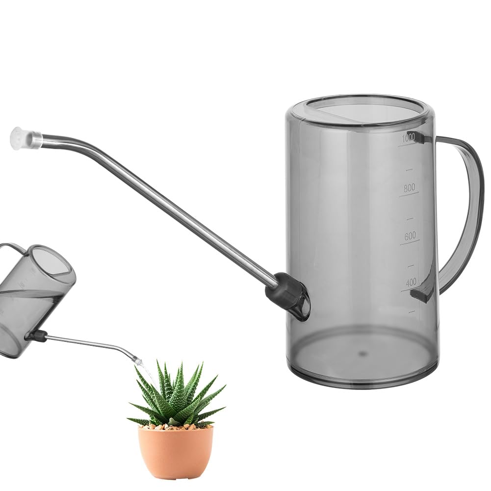 Arrosoir 350 Ml Noir Acier Inoxydable Long Bec - Mini Arrosoir Plantes Intérieur, Bonsaï, Succulentes + 3 Outils Jardinage Offerts