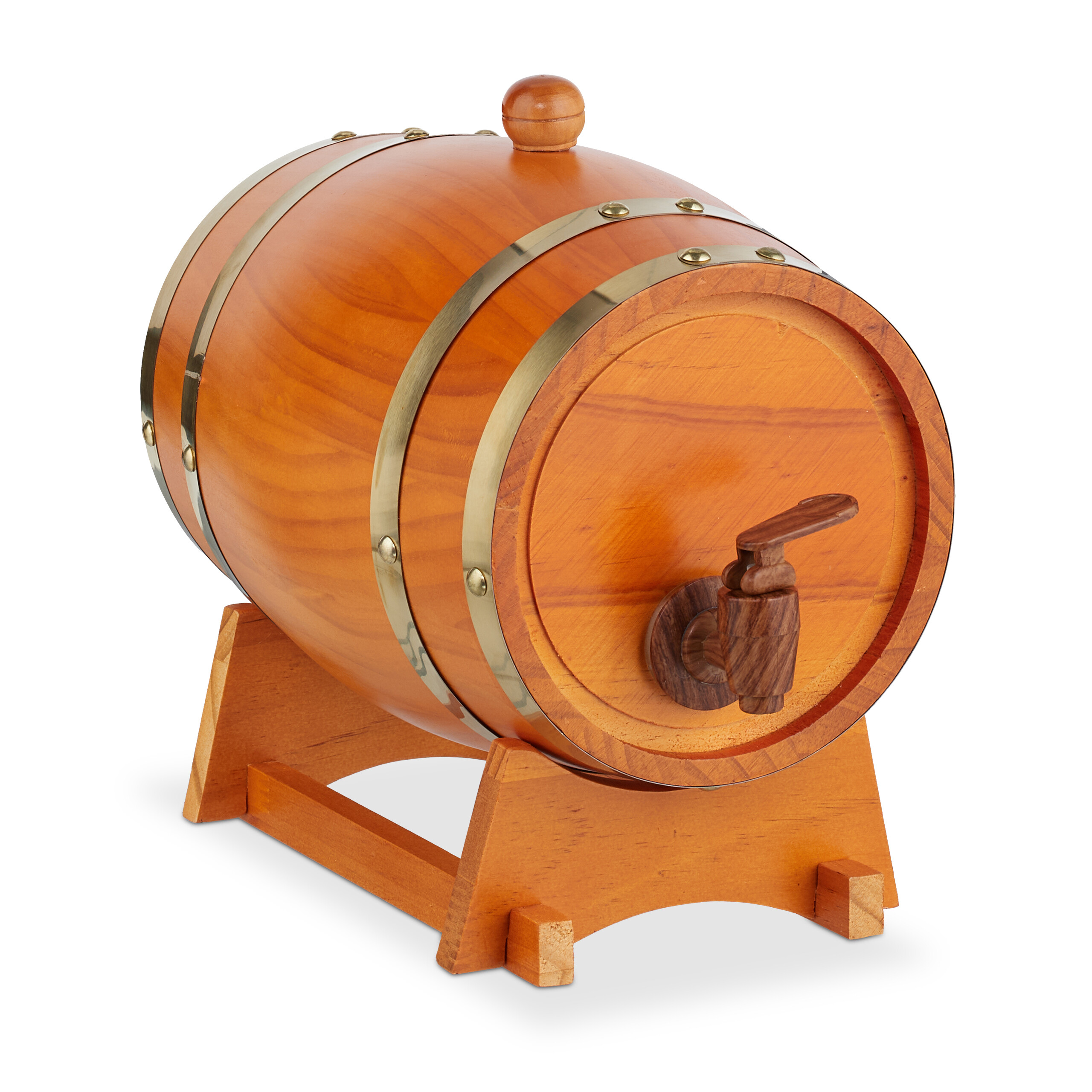 Relaxdays barril madera con grifo y base, barrica 2,2 l, dispensador de whisky, vino, sidra, licores, marrón claro