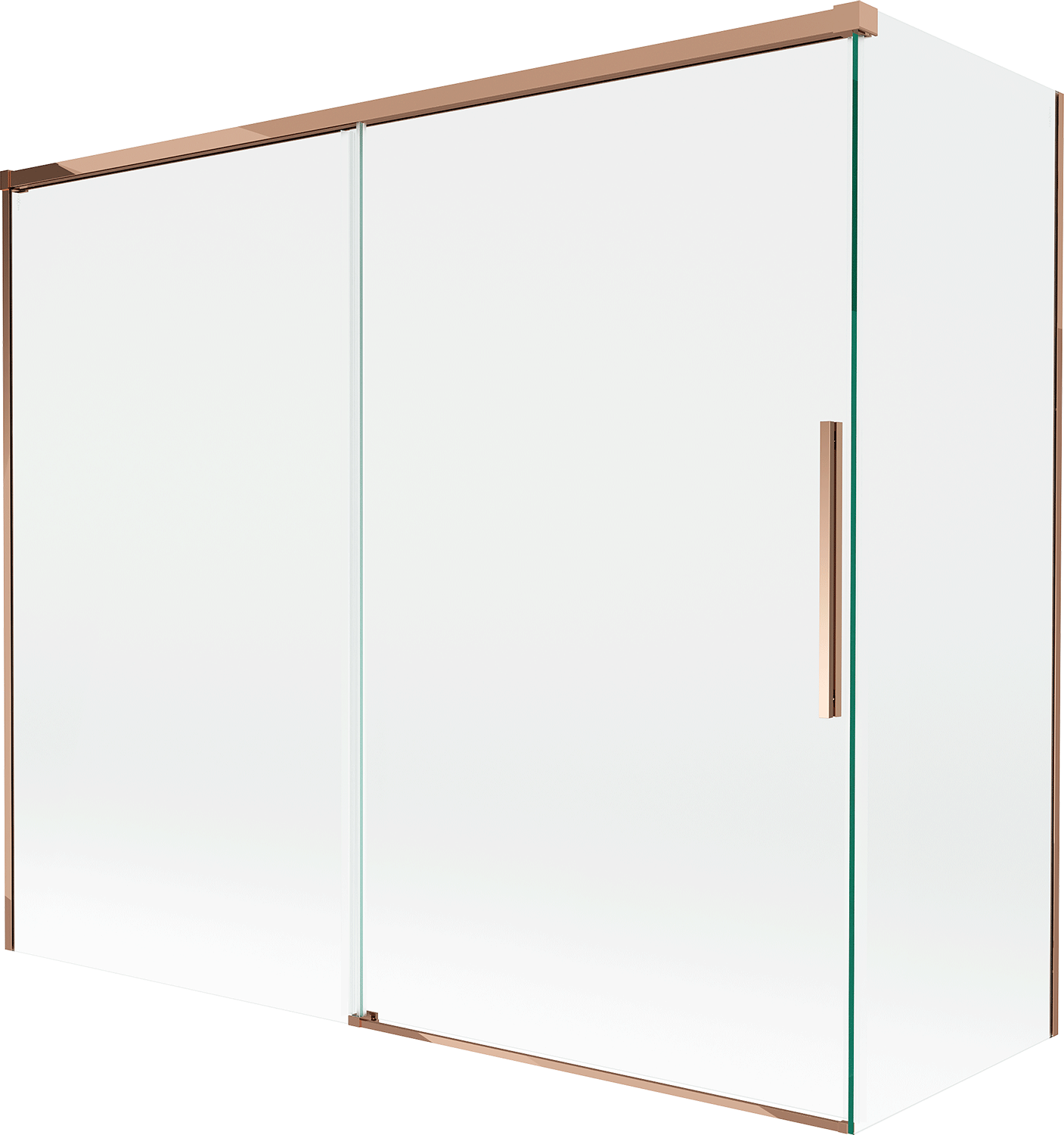 Mexen Rox parawan nawannowy 2-skrzydłowy rozsuwany 180 + 90 x 150 cm, transparent, różowe złoto - 8C9-180-090-60-00