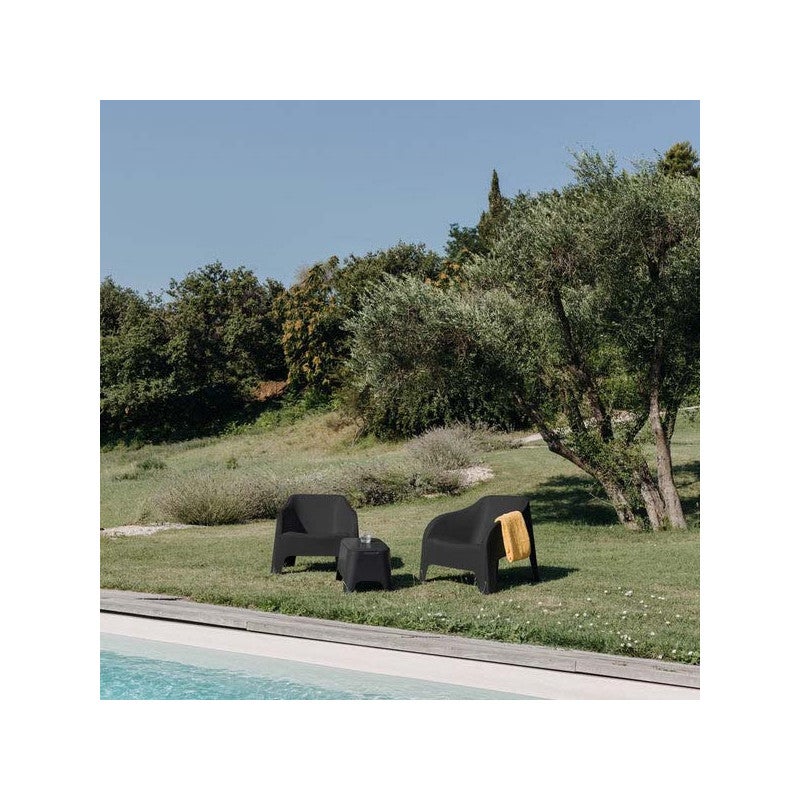 Tavolino in Resina da Esterno-Giardino Portaoggetti Petra Antracite - 2