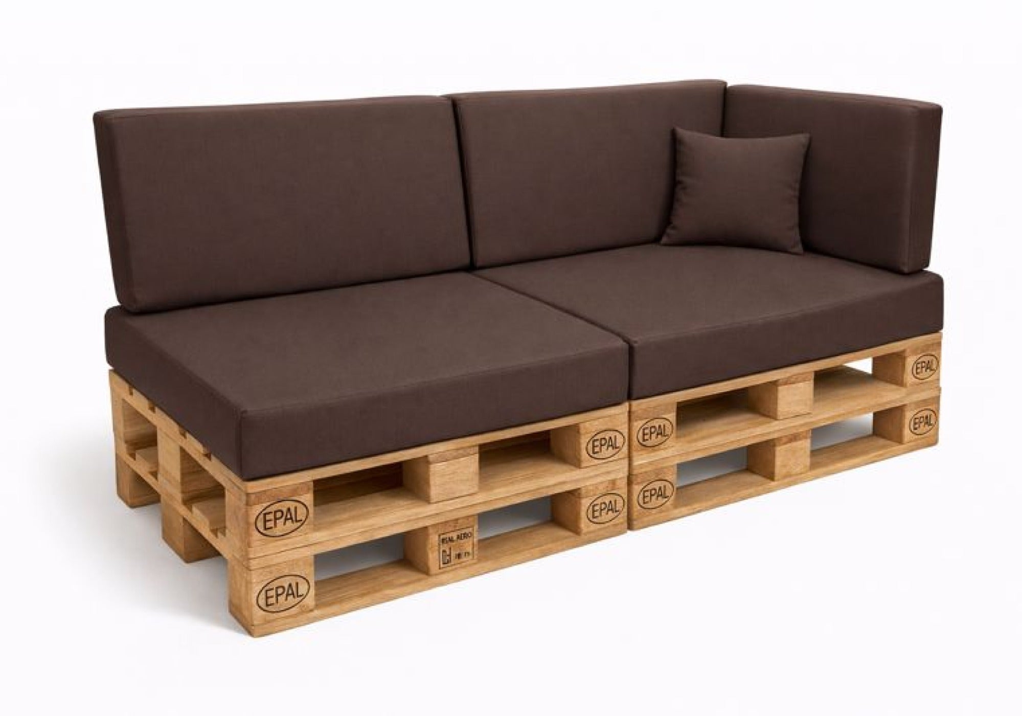 Zestaw 6 poduszek na palety ogrodowe 120×80×10 cm – siedzisko i oparcie 120×40×10 cm, grube i wytrzymałe, brązowe