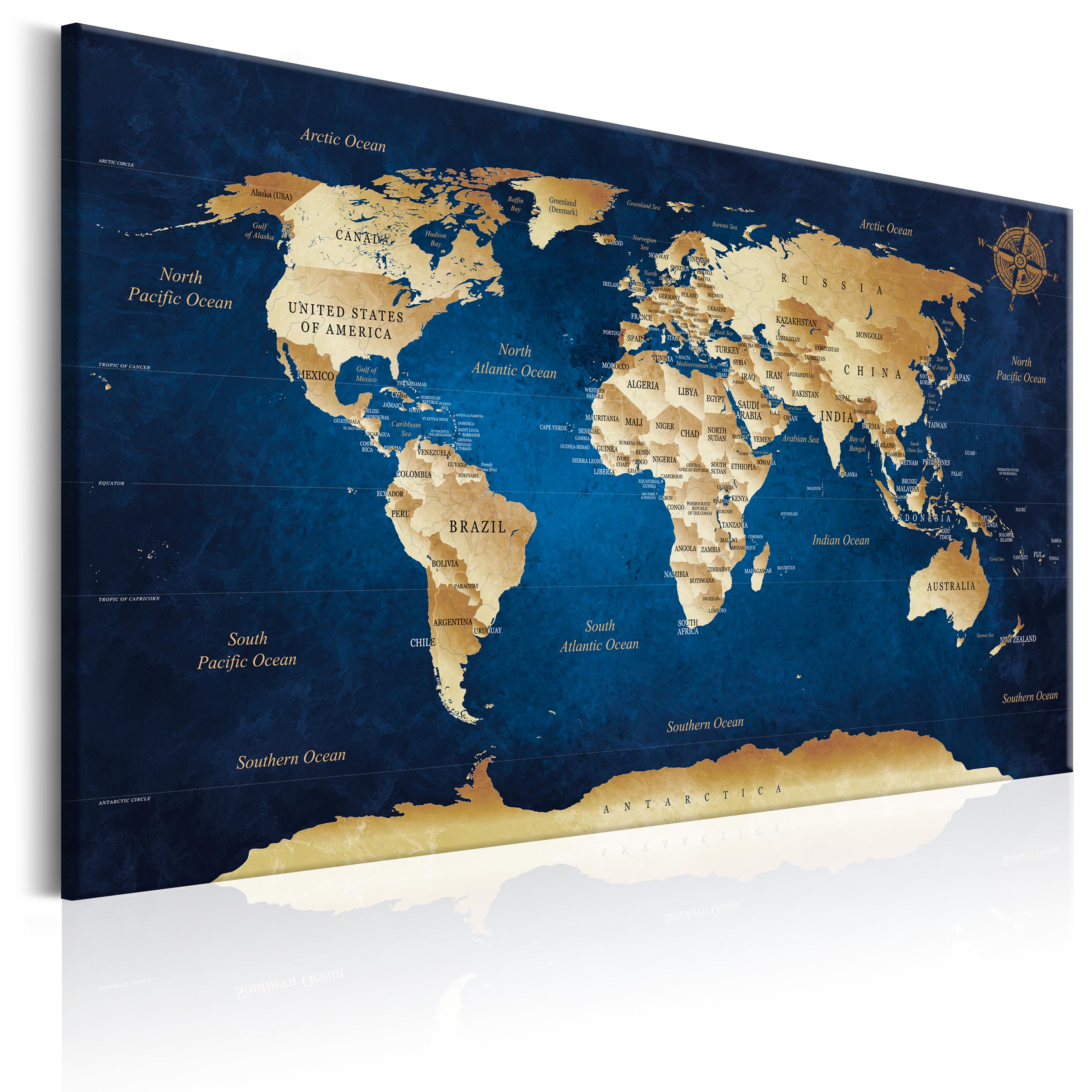 Tableau - World Map: The Dark Blue Depths [30x20] | Leroy Merlin