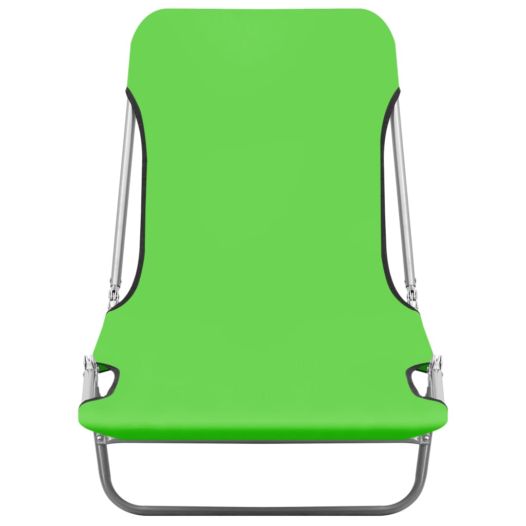 Chaises longues pliables 2 pcs Acier et tissu Vert - 3