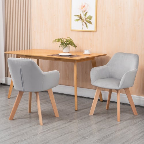 Set Di 2 Sedie Da Pranzo Lexicon In Tessuto E Legno Di Gomma – Castagno – Moderne, Senza Braccioli, Facili Da Montare - 2