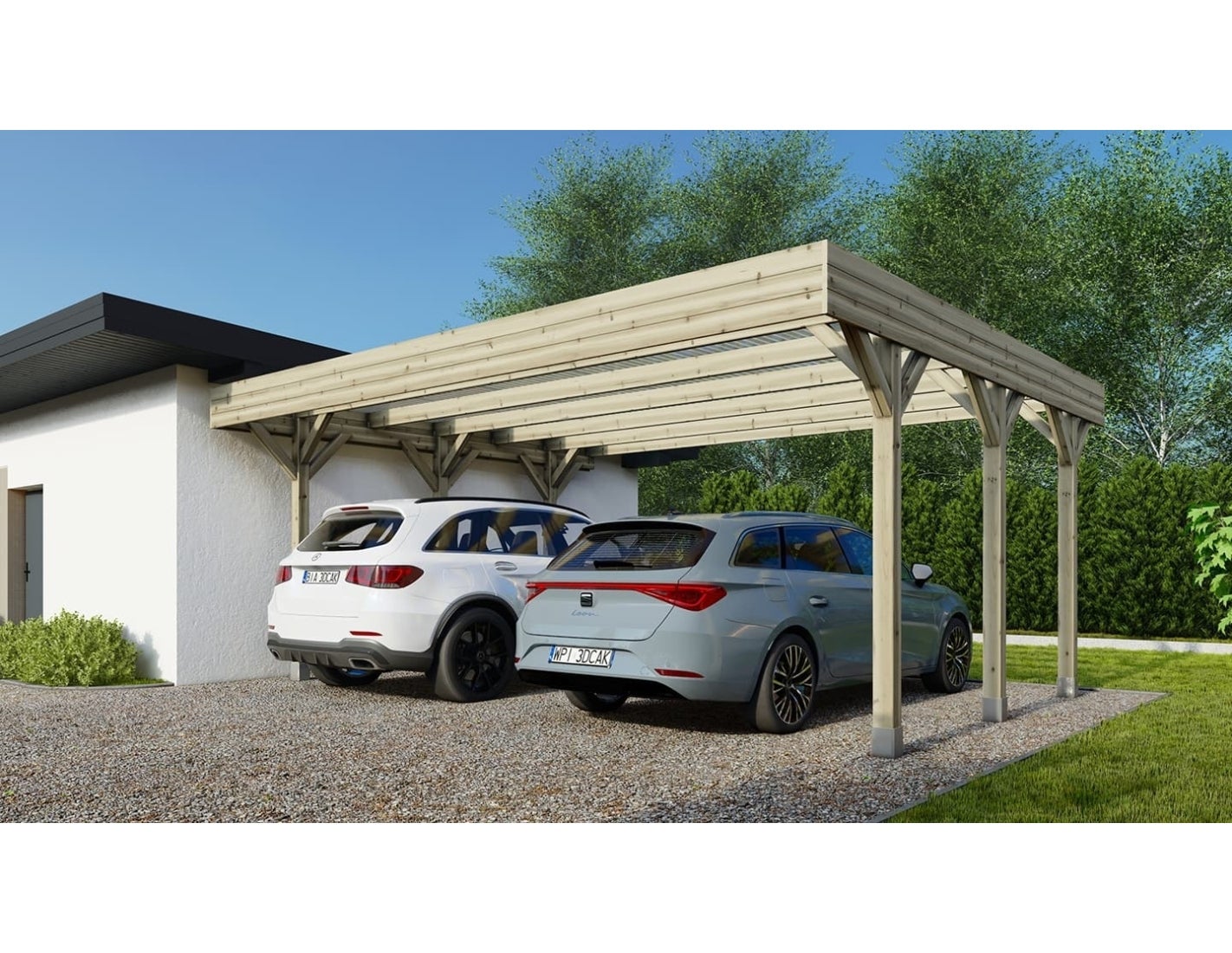 Carport Wiata garażowa ALTANKA 6,06x5,03 m - 30 m2 - pokrycie PVC, CAR5PVCTR, 1szt.