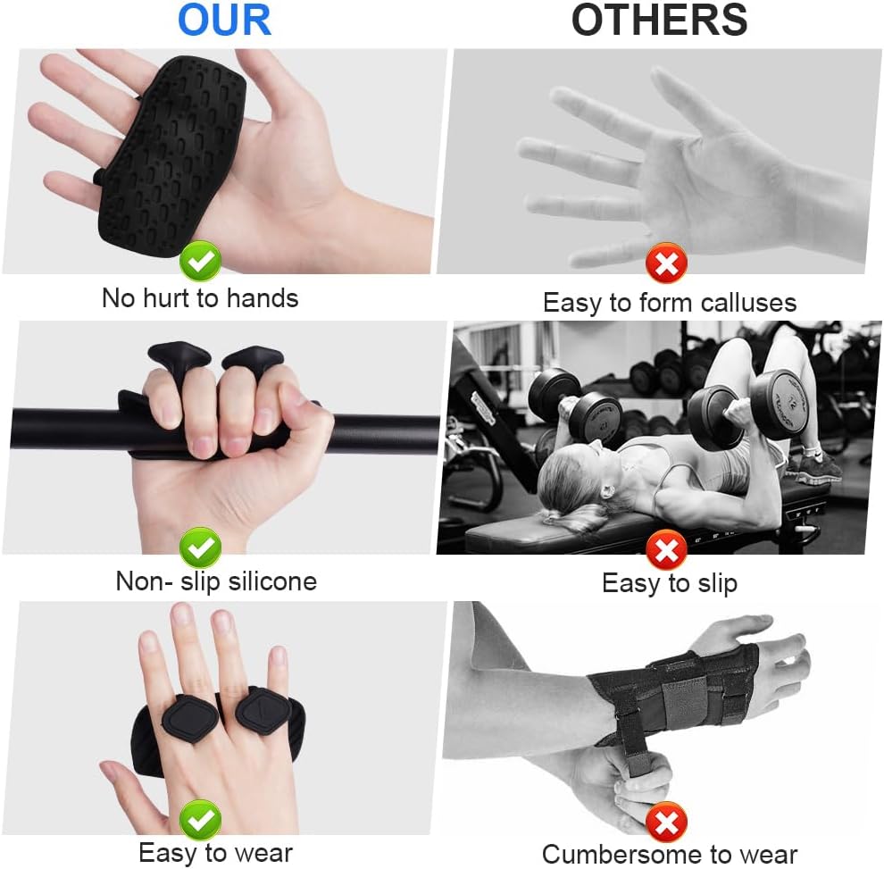 Luvas de ginástica ergonômicas de borracha, antiderrapantes, para levantamento de peso, para homens e mulheres, com bolsa inclusa, ideais para levanta - 4