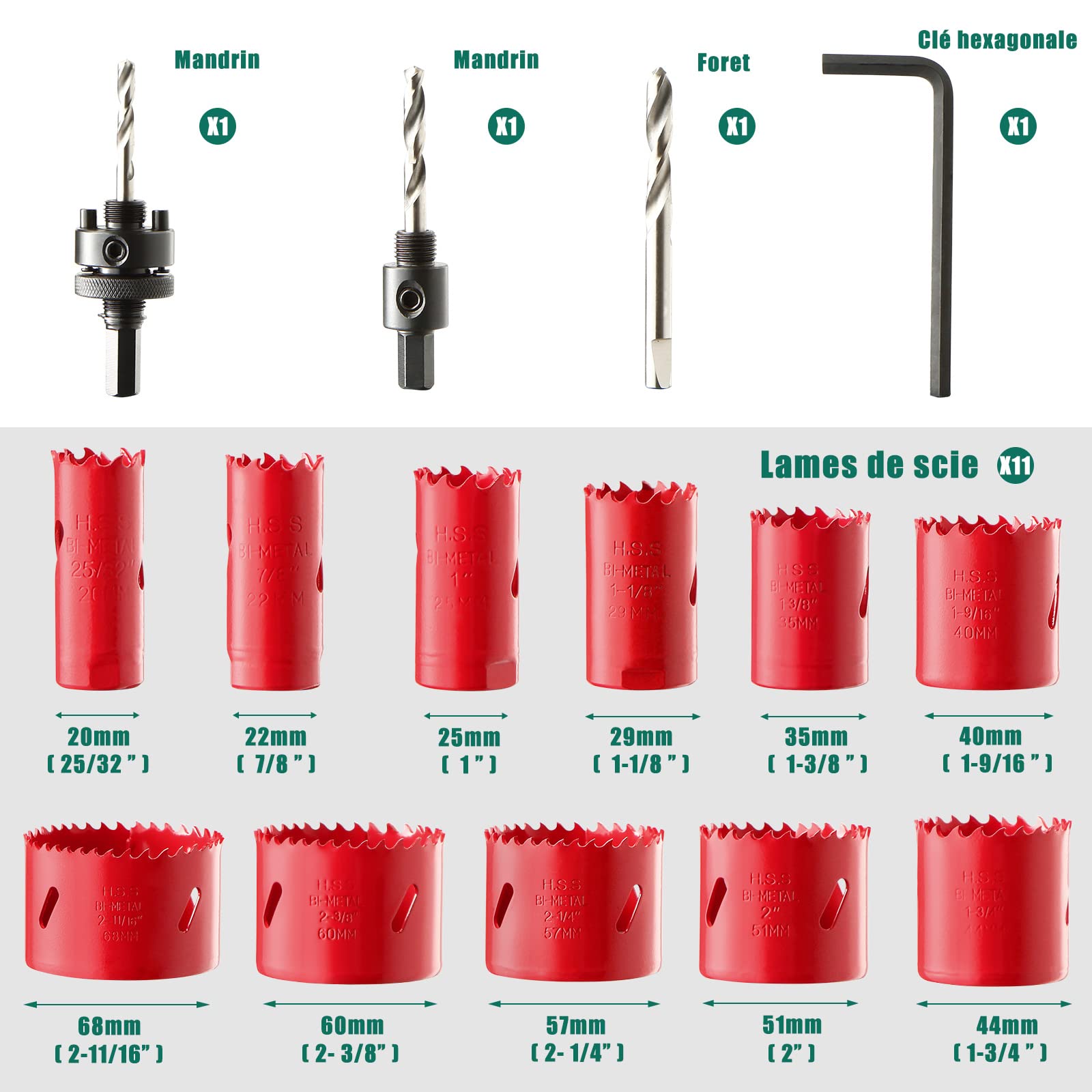Mandrex MHB40083B+MX200081HSB Scie Cloche Bimétallique En