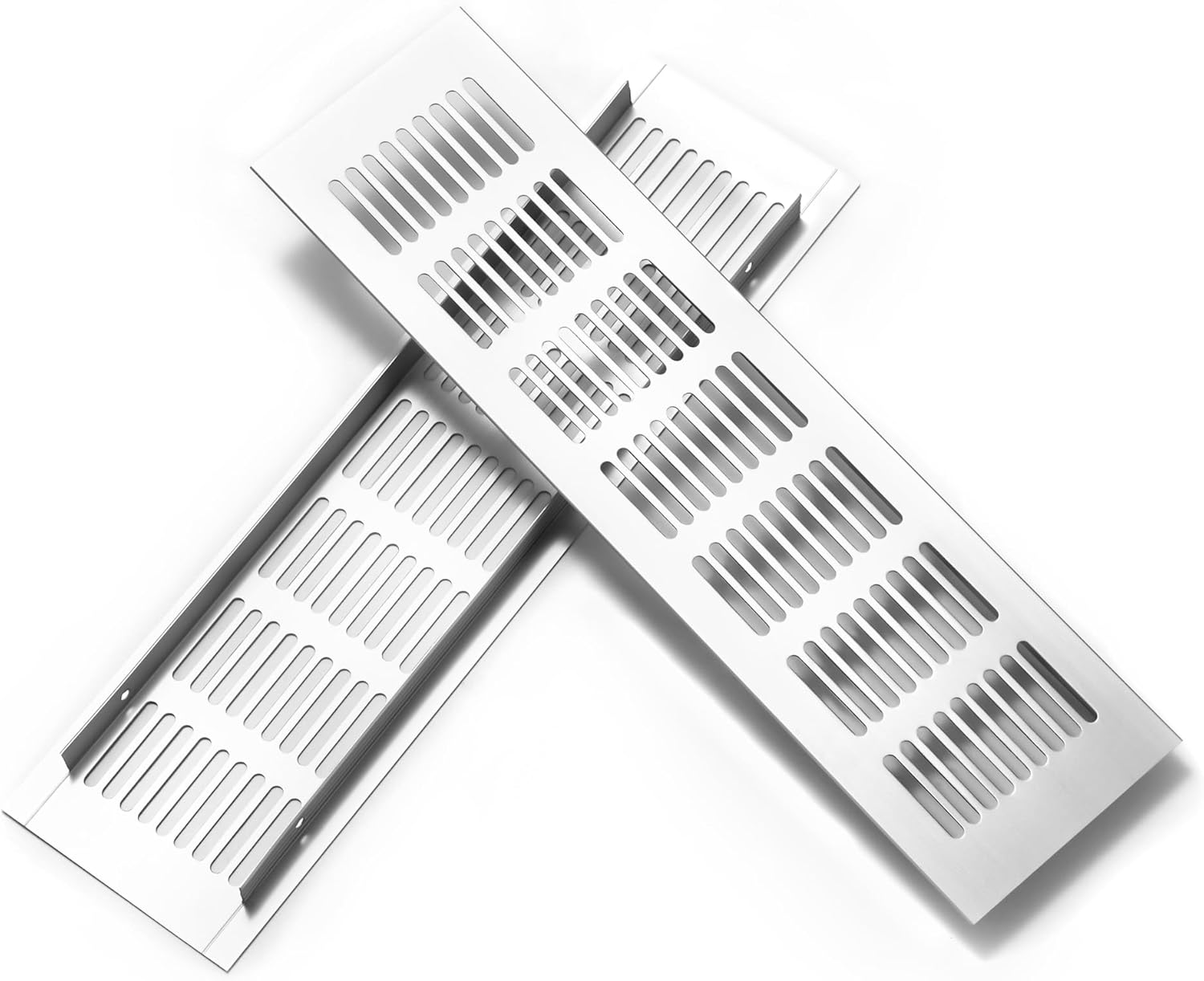 Kratka wentylacyjna aluminiowa z wkrętami, do wentylacji szaf i pomieszczeń, 30 x 8 cm, srebrna, 2 sztuki