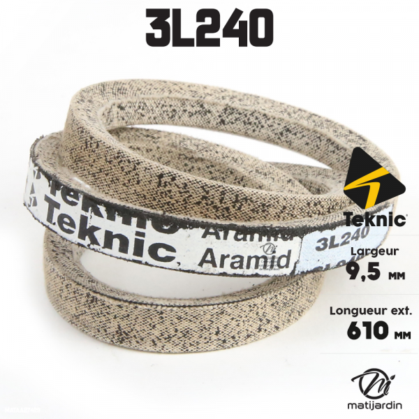 Courroie tondeuse 3L240 Teknic Kevlar Trapézoïdale 9,5 mm x 610 mm - 2