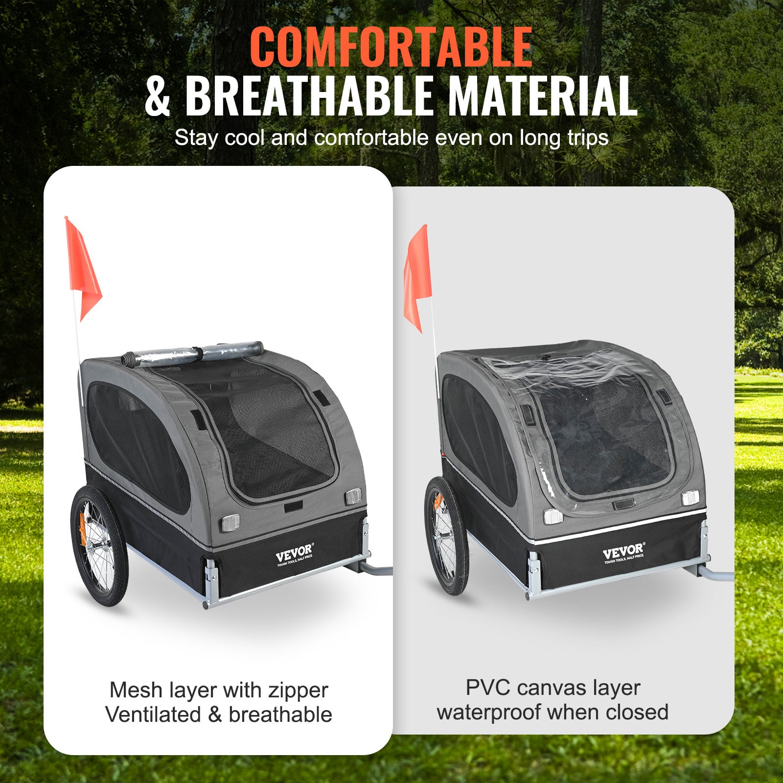 Remorque de Vélo Chien Pliable VEVOR Charge 40 kg Porte Animaux de Compagnie de Vélo Cadre Facile à Plier avec Roues à Dégagement Rapide, Universel - 4