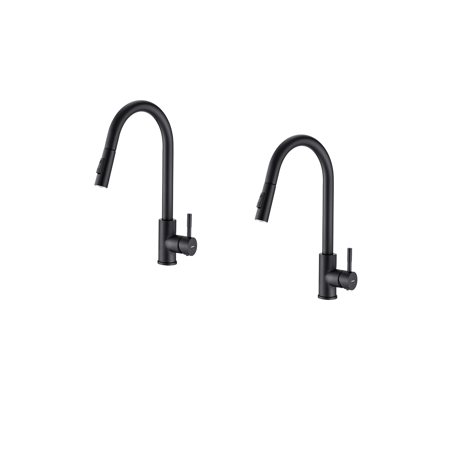 2pcs grifo de cocina con ducha extraíble negro mate rotativo 360 ° acero inoxidable mezclador cocina fregadero 2 funciones mezclador de cocina
