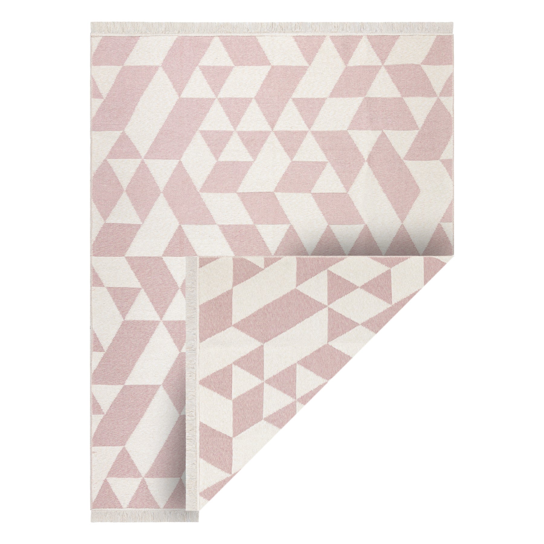 Dywan TWIN 22992 Geometryczny, bawełna, dwustronny Ekologiczny frędzle - różowy / krem 160x220 cm