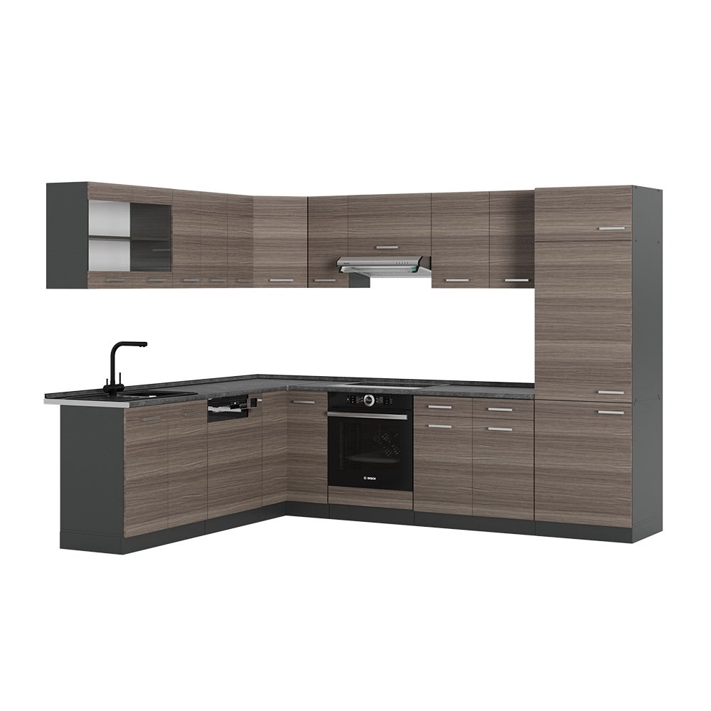 Vicco Kogoszczona kuchnia R-Line, Szlachetny szary/antracyt, 287 x 60 cm , BP Antracyt
