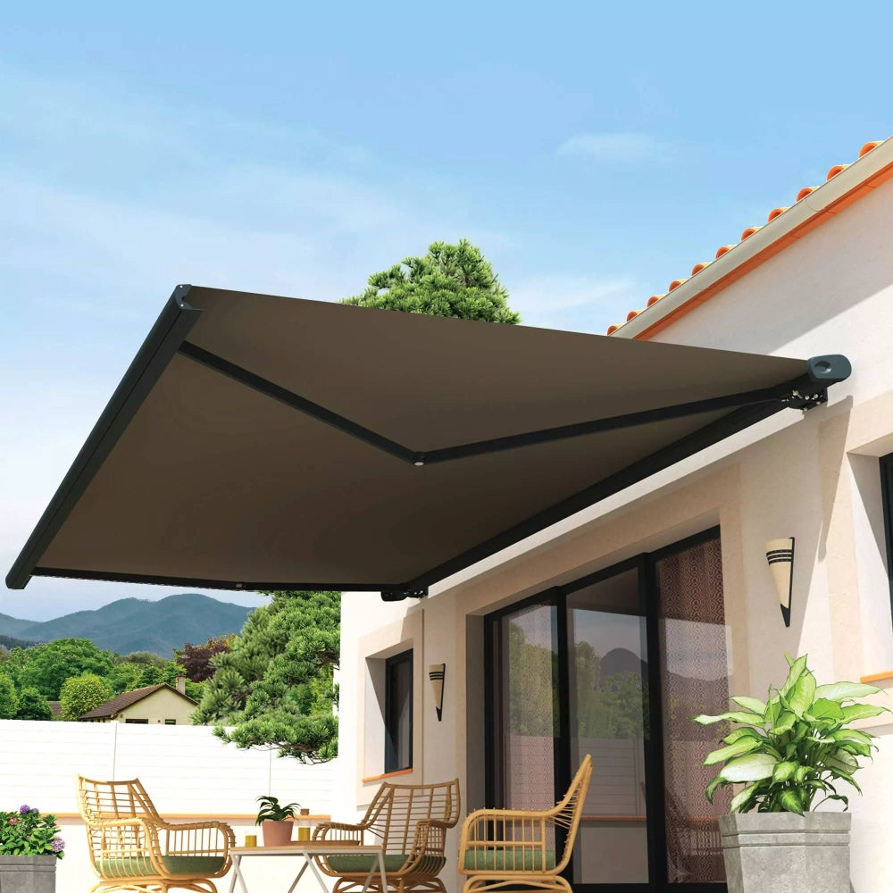 Toldo cofre barbade 4 m x 3,5 m con motor, mando a distancia y sistema de emergencia (ses128 - gris)