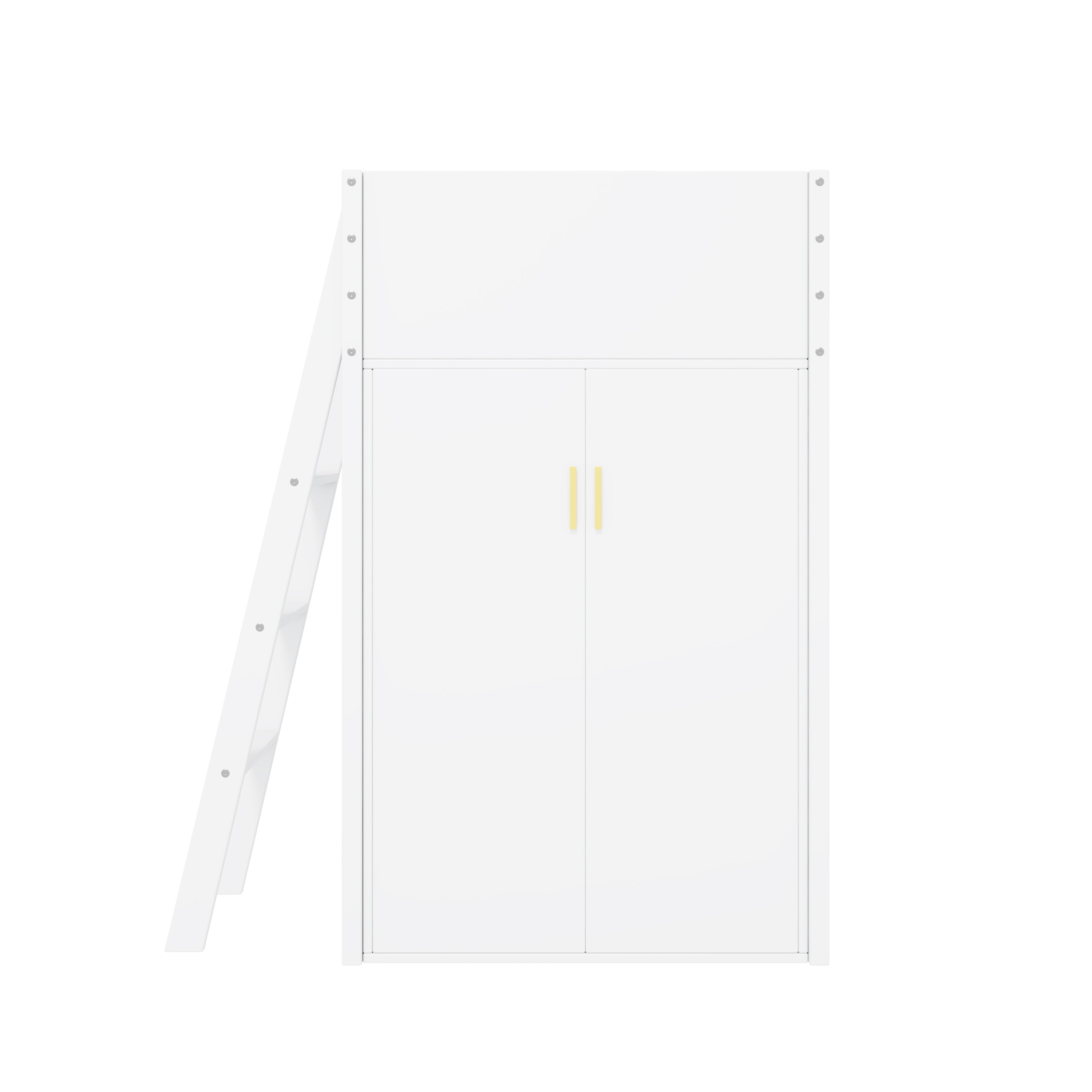 Lit mezzanine 90x200cm en bois - avec bureau et armoire modulable - Blanc - 7