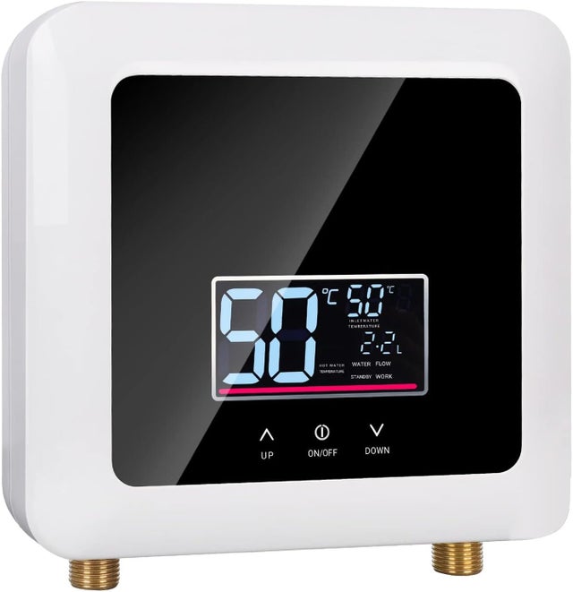 Aquecedor de água elétrico instantâneo pequeno, 220V 7500W, adequado para lavagem na cozinha e no banheiro (branco)