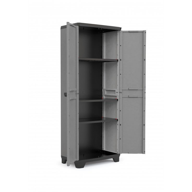 Armoire de jardin haute en résine grise, 2 portes et 3 étagères réglables, 68 x 39 x 173 cm - Stilo Alto - Keter - 2