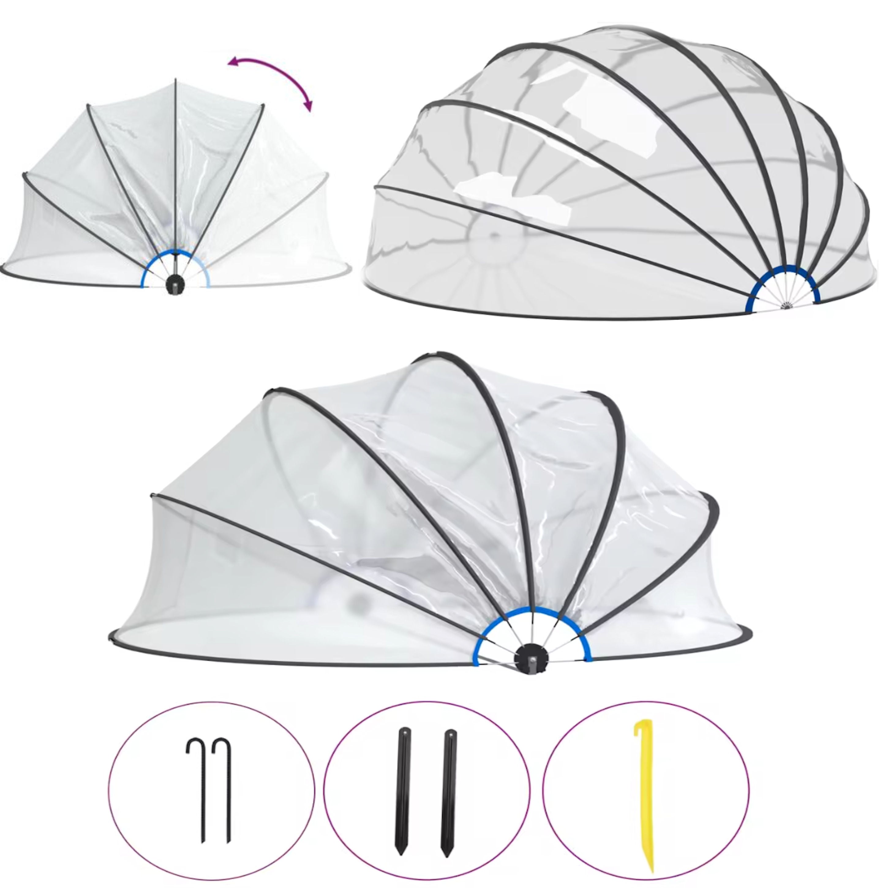 COIL Kopuła Basenowa pokrywa na basen ogrodowy okrągła 500x250cm
