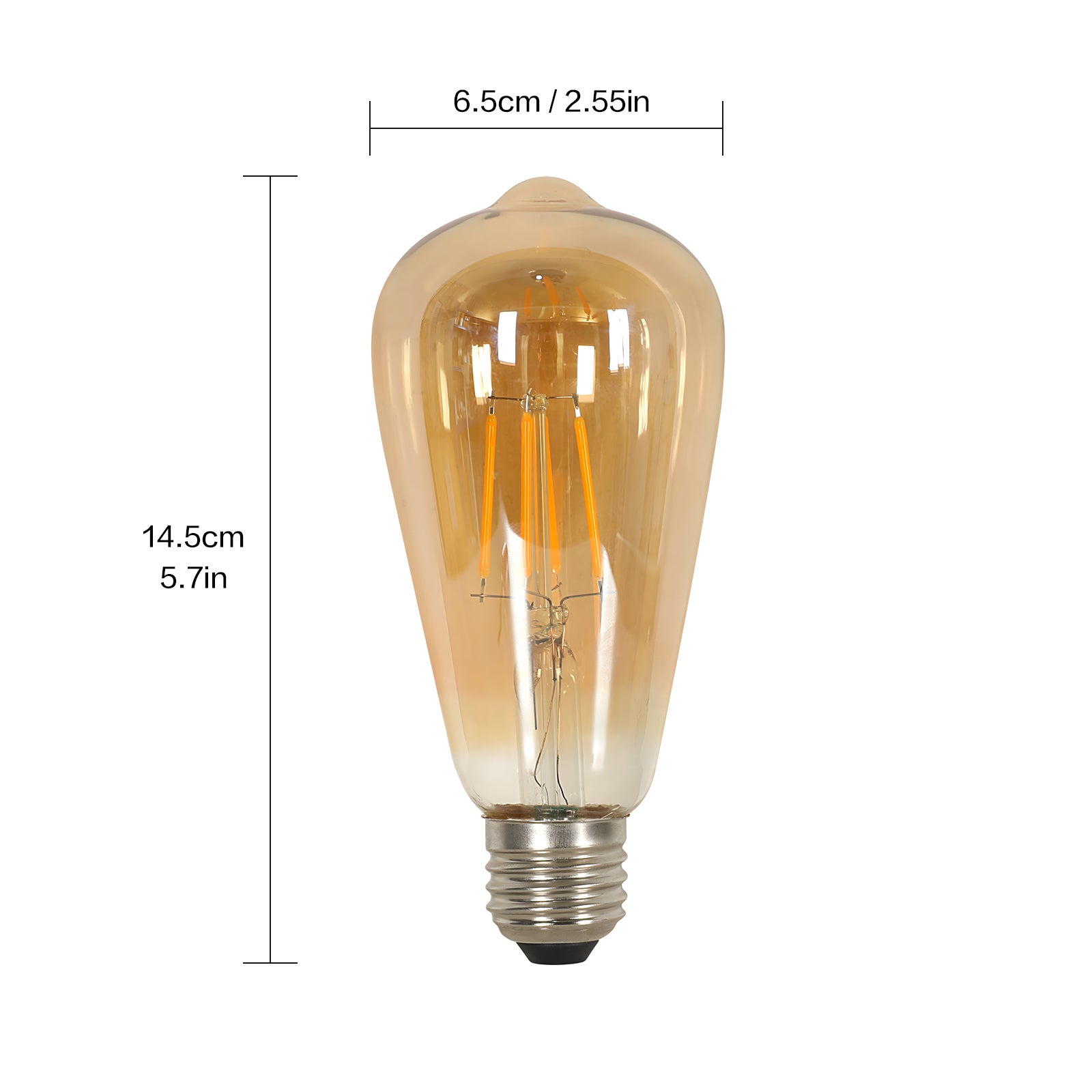 COMELY Ampoules LED Filament ST64 Ambre 4W E27, Lot de 6, Lumière Chaude 3000K, Ampoule Vintage Déco pour Suspension, Plafonnier et Lampe Intérieure - 2