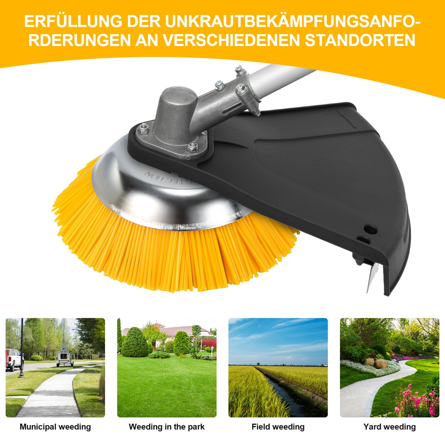 Brosse à mauvaises herbes Brosse Conique Brosse à désherbage 25,4x200mm Pour Débroussailleuses Sens du moteur Nettoyage des Sols Trottoirs - 3