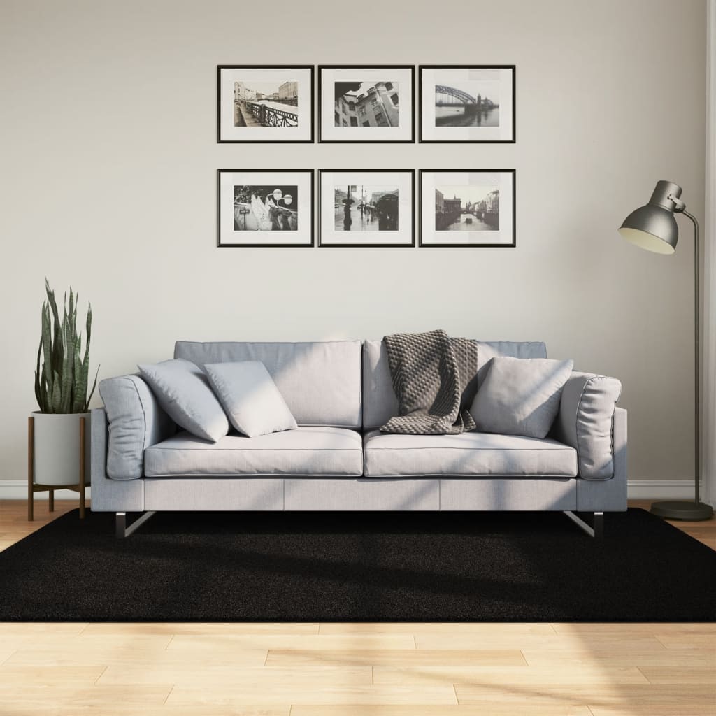 Dywan HUARTE z krótkim włosiem, czarny, 140x200 cm vidaXL