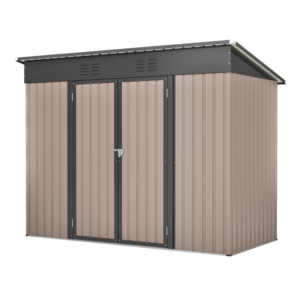 Cobertizo de Jardín de Metal 8x4 FT con Estructura Robusta, Techo Inclinable, Puertas con Cerradura y Ventilación Anti-Humedad, Ideal Terraza & Jardín - 9