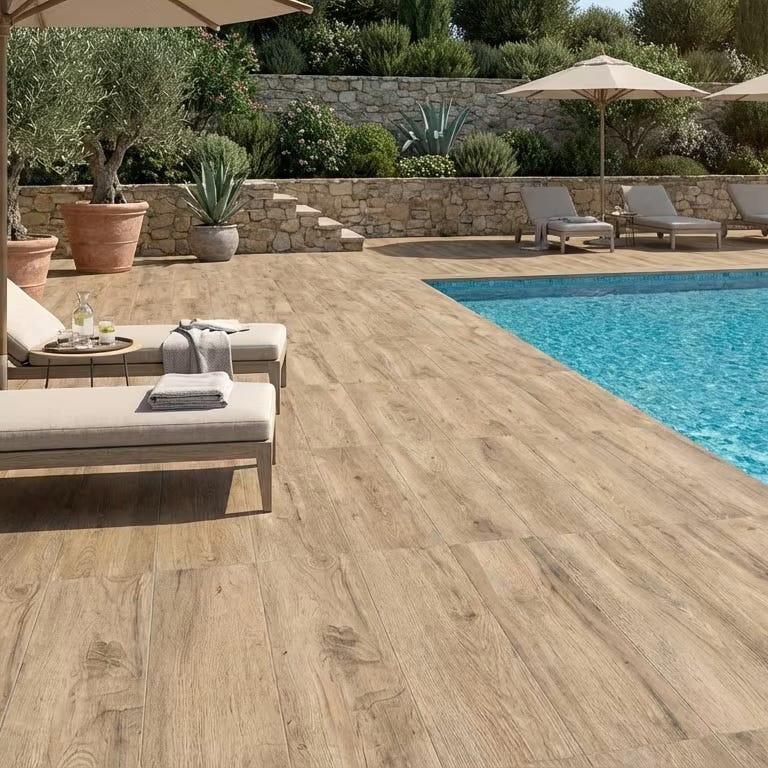Plot Elm Dalle extérieur sur plots effet bois Sequoia 2.0 elm R11 30x120 cm ...
