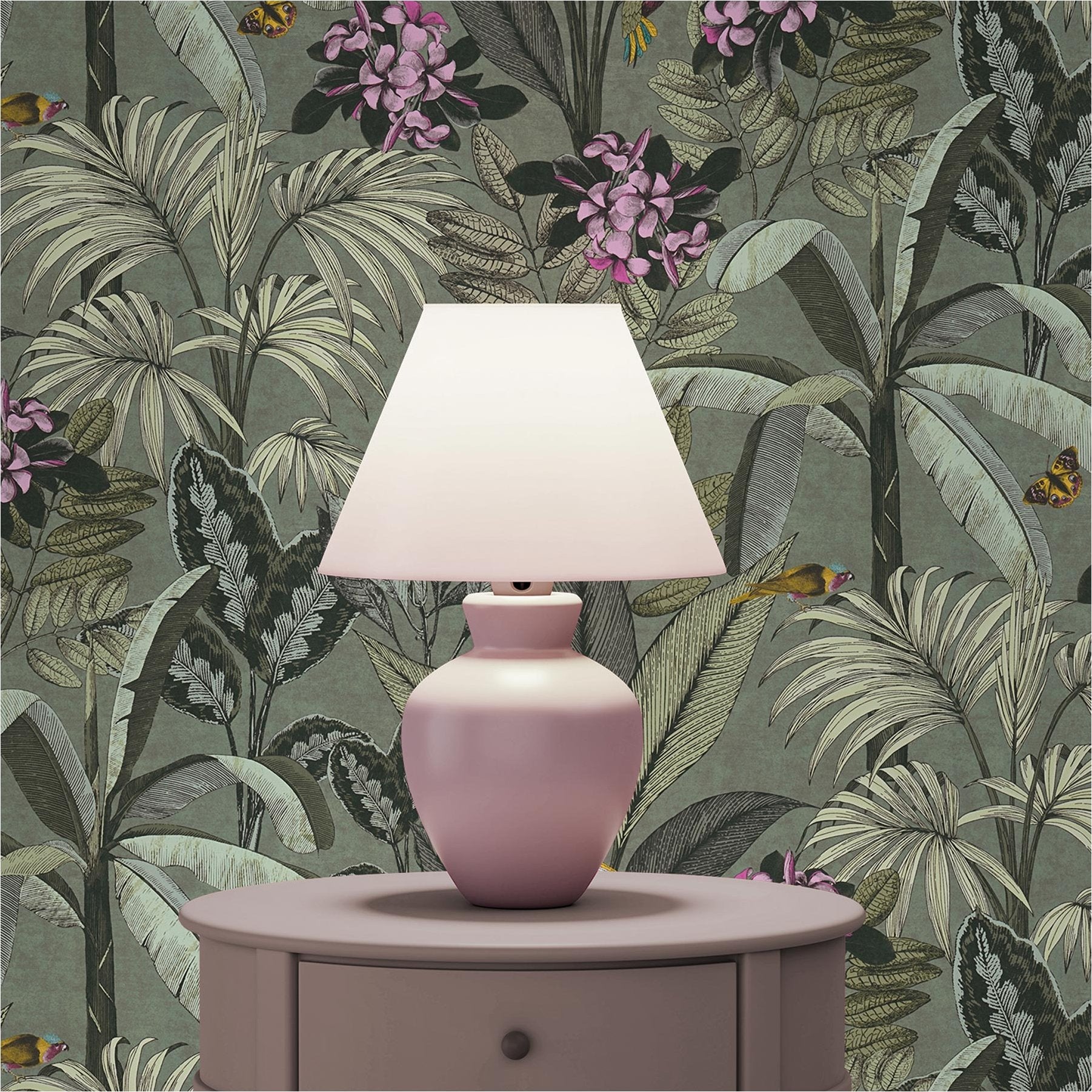 Papier Peint Intissé Tadessi Fleurs Mario – Noir Et Vert, 53 Cm X 10,05 M