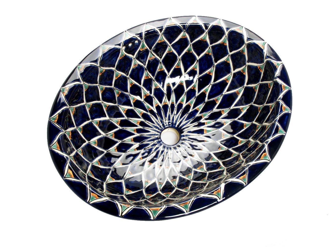 Meksykańska ceramiczna umywalka wpuszczana w blat Destana – duża owalna umywalka łazienkowa 53 x 43,5 x 15 cm | Umywalka dekoracyjna