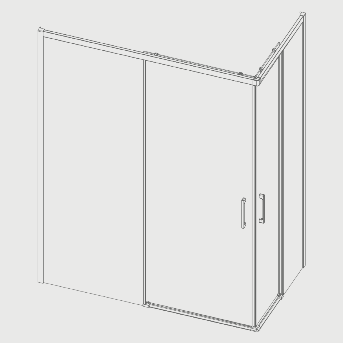 Paroi de douche accès en angle 2 verres fixes + 2 portes coulissantes YOKO 120 x 80 cm - 2