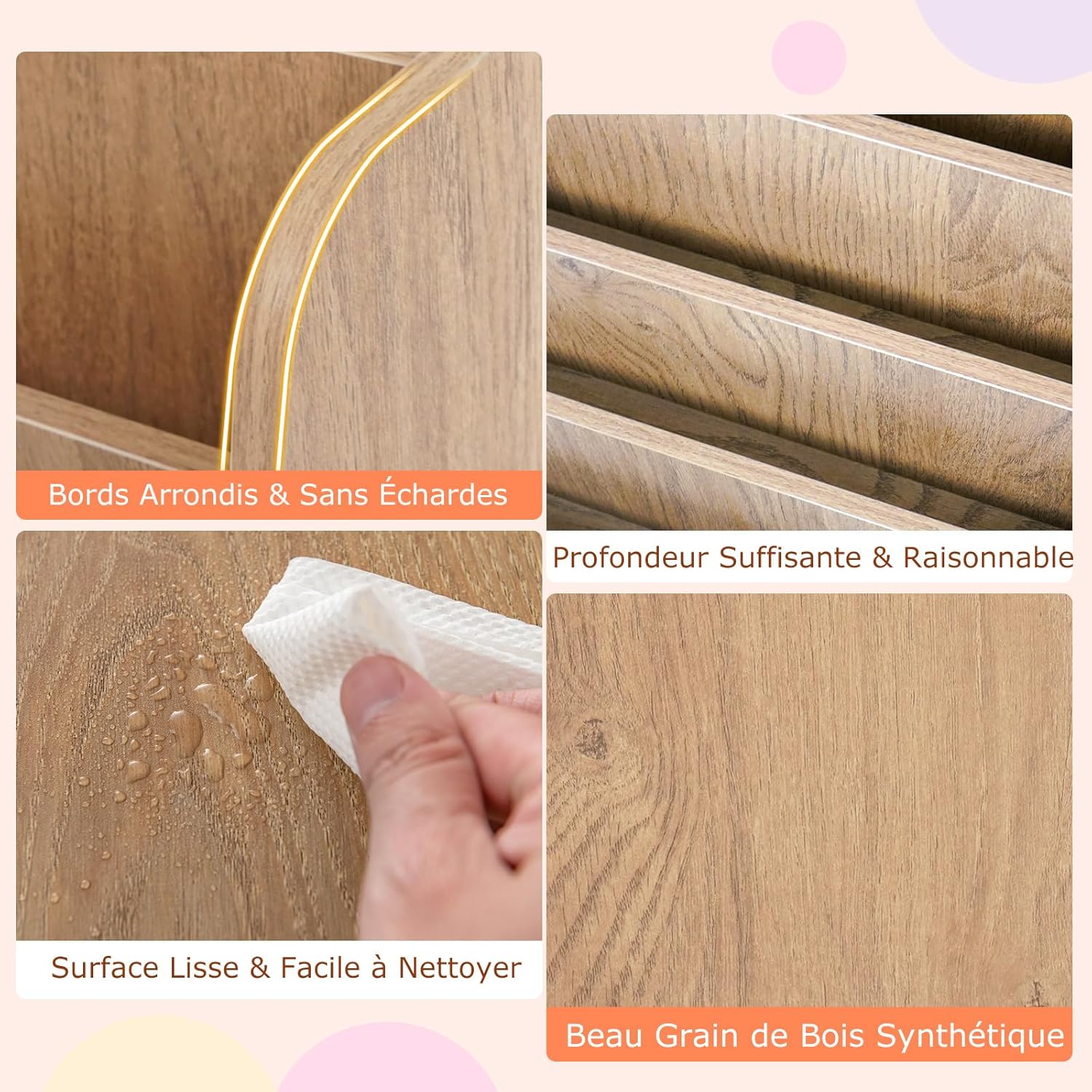 Libreria per Bambini a 4 Ripiani, Scaffale in Legno con Ampio Spazio di Esposizione, Porta Riviste per Camera dei Bambini Sala Giochi e Aula, - 6