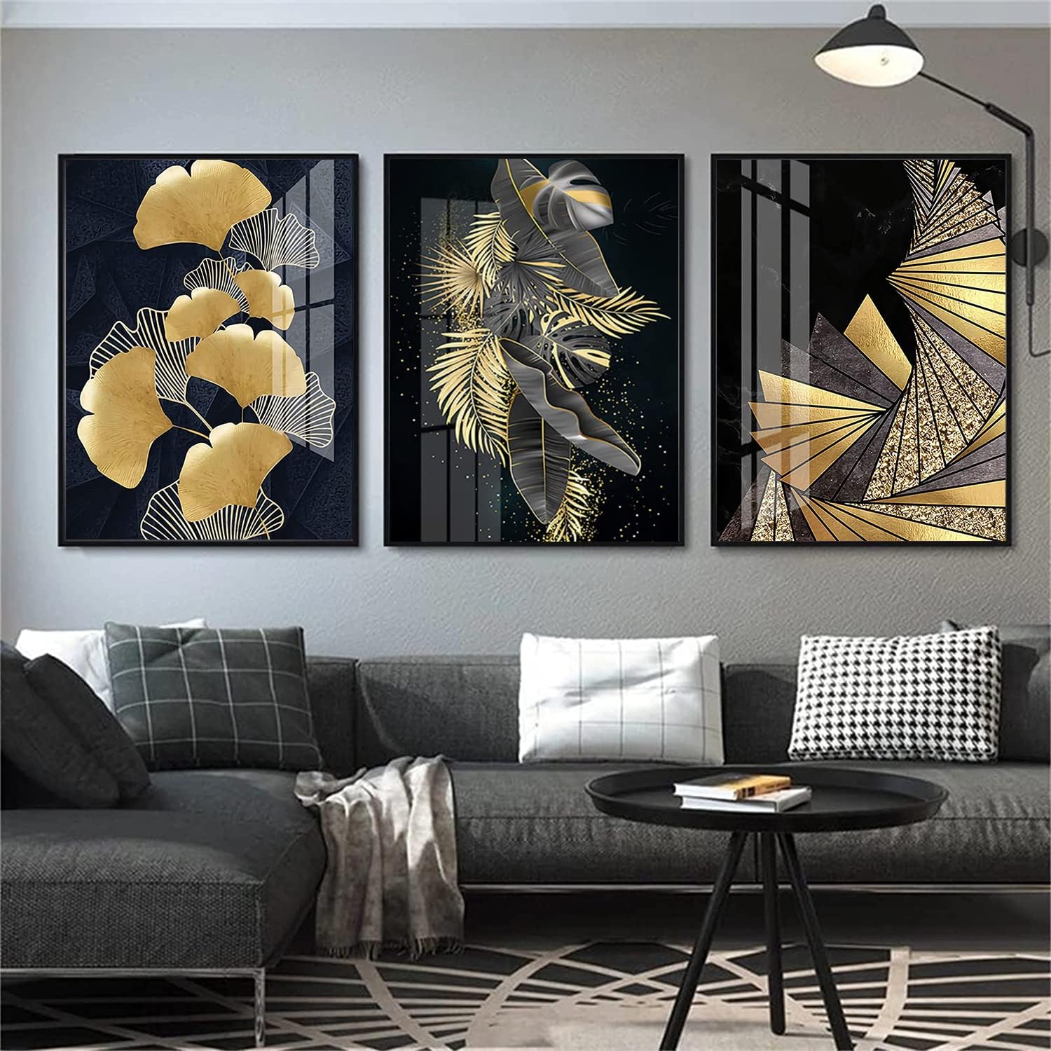 Zestaw nowoczesnych plakatów ściennych – Złota folia – Ekskluzywna dekoracja ścienna – Do sypialni, salonu, biura, bez ramki (30 x 40 cm)