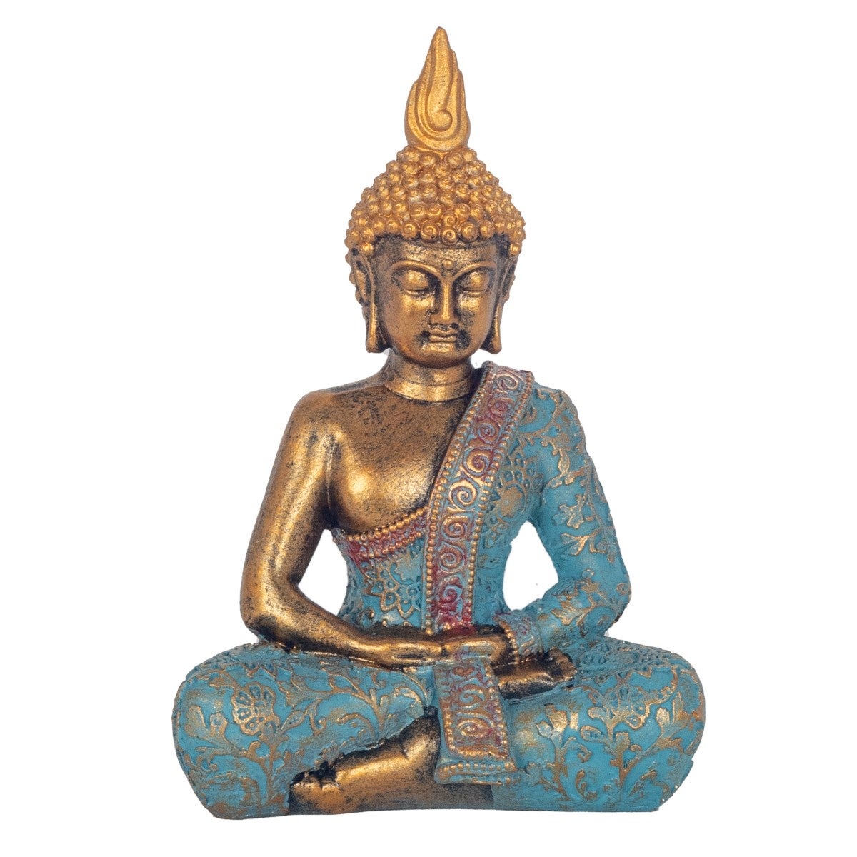 Figura de buda dorado en resina - decoración oriental para el hogar, meditación y feng shui, 15 cm