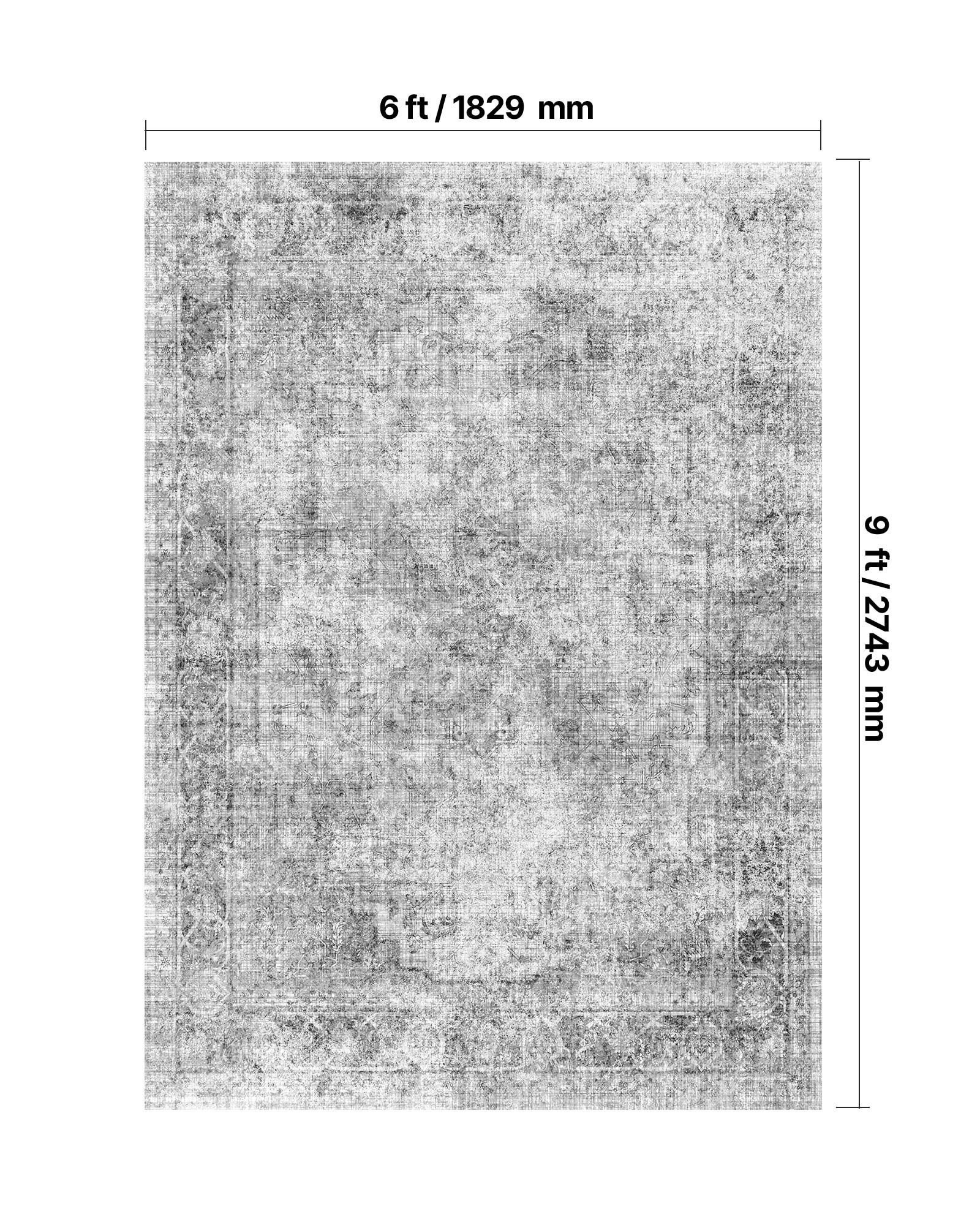 Tapete VEVOR, 1,8 x 2,7 m, resistente a riscos animais de estimação, macio e confortável, estilo boémio, para quarto, escritório, corredor, cinzento - 3