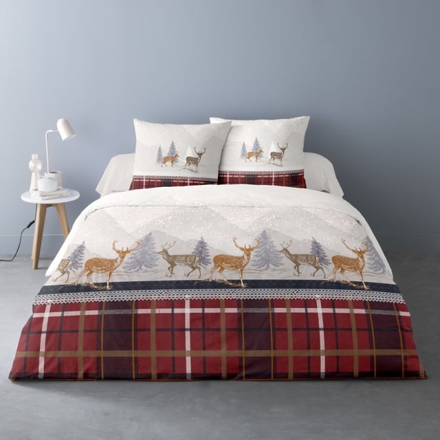 Housse de couette 240x220 + 2 taies flanelle 100% coton