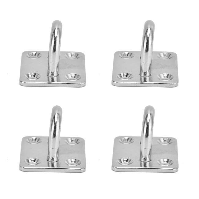 Piastre Ad Occhiello In Acciaio Inox - 4 Pezzi Con Moschettoni - Portata 80kg Per Soffitto - Foto 7