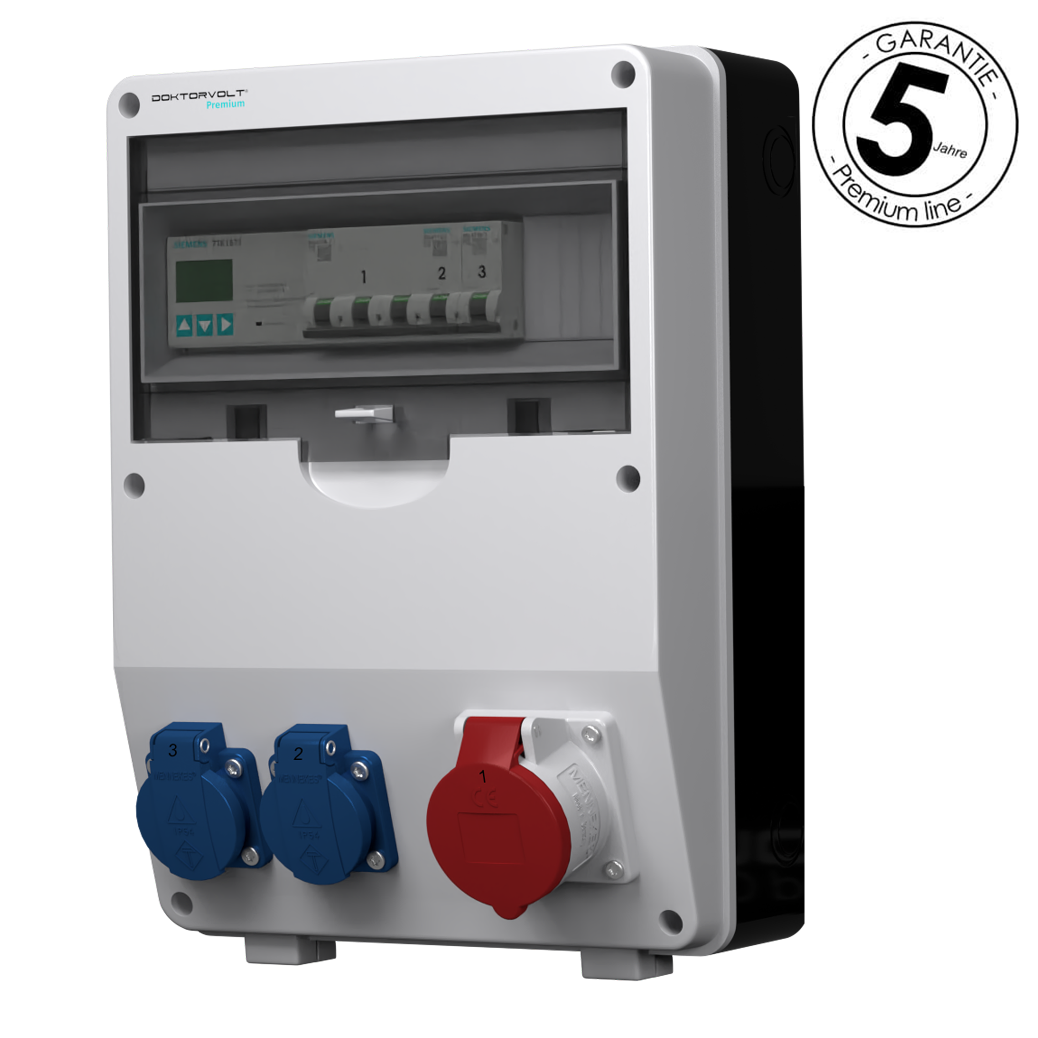 Rozdzielnica budowlana z licznikiem 3F Siemens pTD-S 16A 2x230V gniazda Mennekes Schuko Doktorvolt 4777