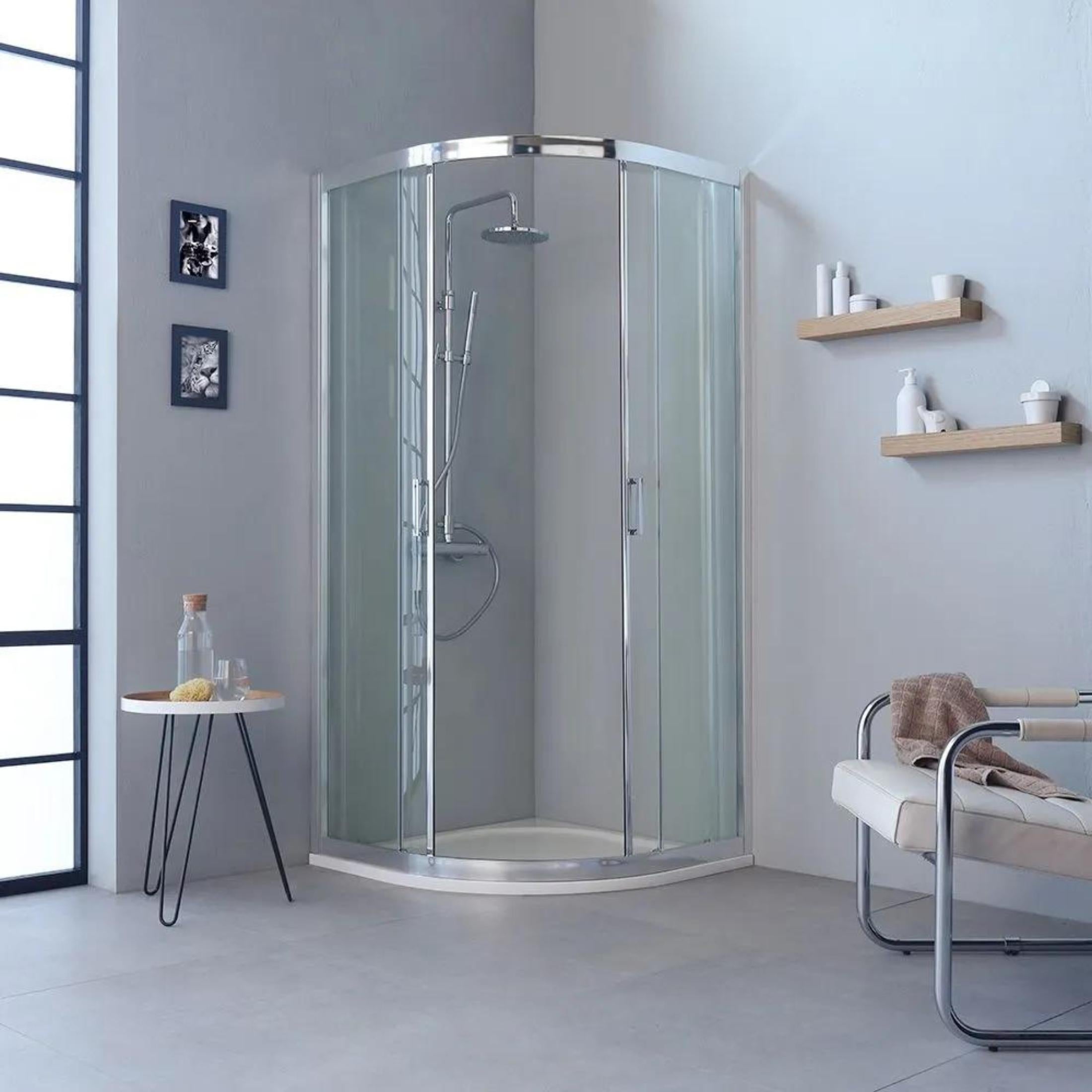 Cabine De Douche Semi Circulaire Avec Portes Coulissantes Ferrara Two En Verre Tremp Cm X