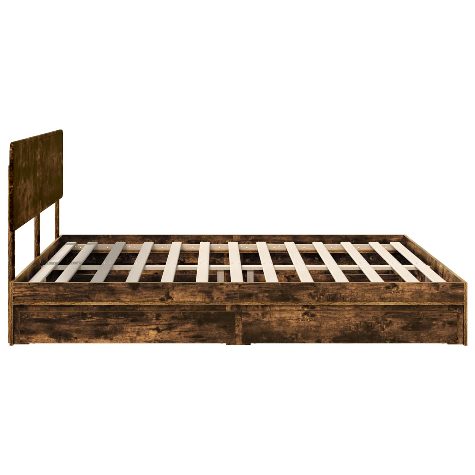 Lit avec rangement, panneau de bois, chêne fumé, pour la chambre, 180 × 200 cm - 9