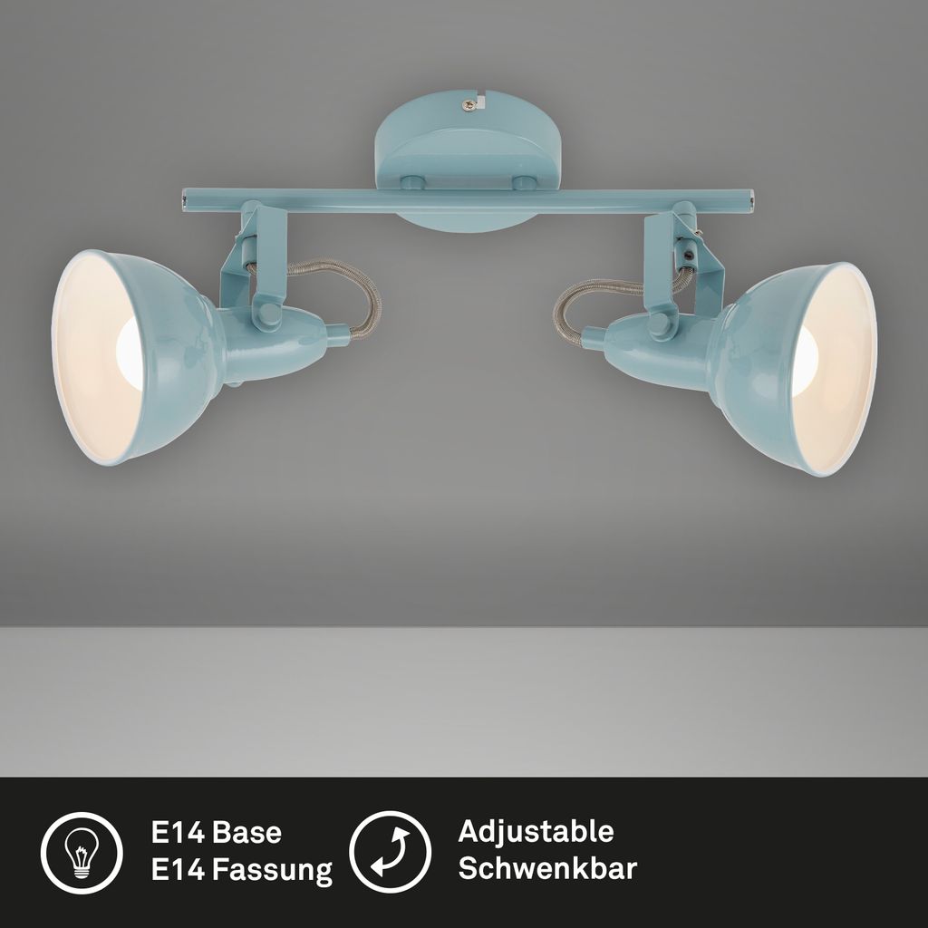 Plafonnier spot BRILONER LEUCHTEN SOFT, 40 W, IP20, blanc-menthe, métal, excl. 2x E14, 30,4 x 18,1 x 10 cm - 3